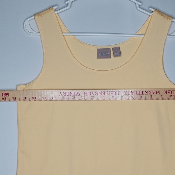 Chicos Tank Top Women Medium 1 Nylon Yellow Stretch Knit Scoop Neck Pullon - Picture 3 of 6
